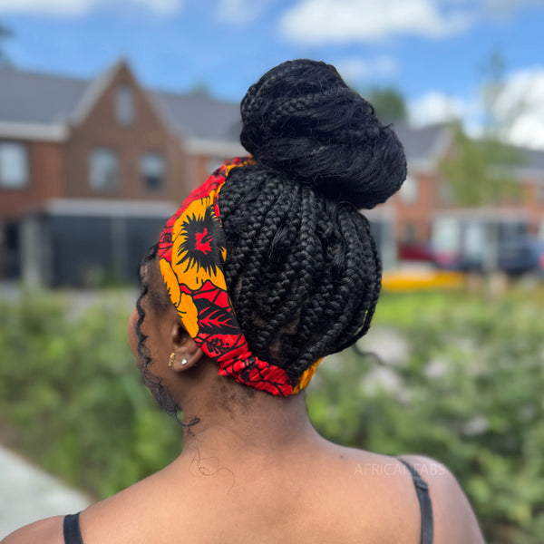 Haarband / Hoofdband in Afrikaanse print - Rood Flowers