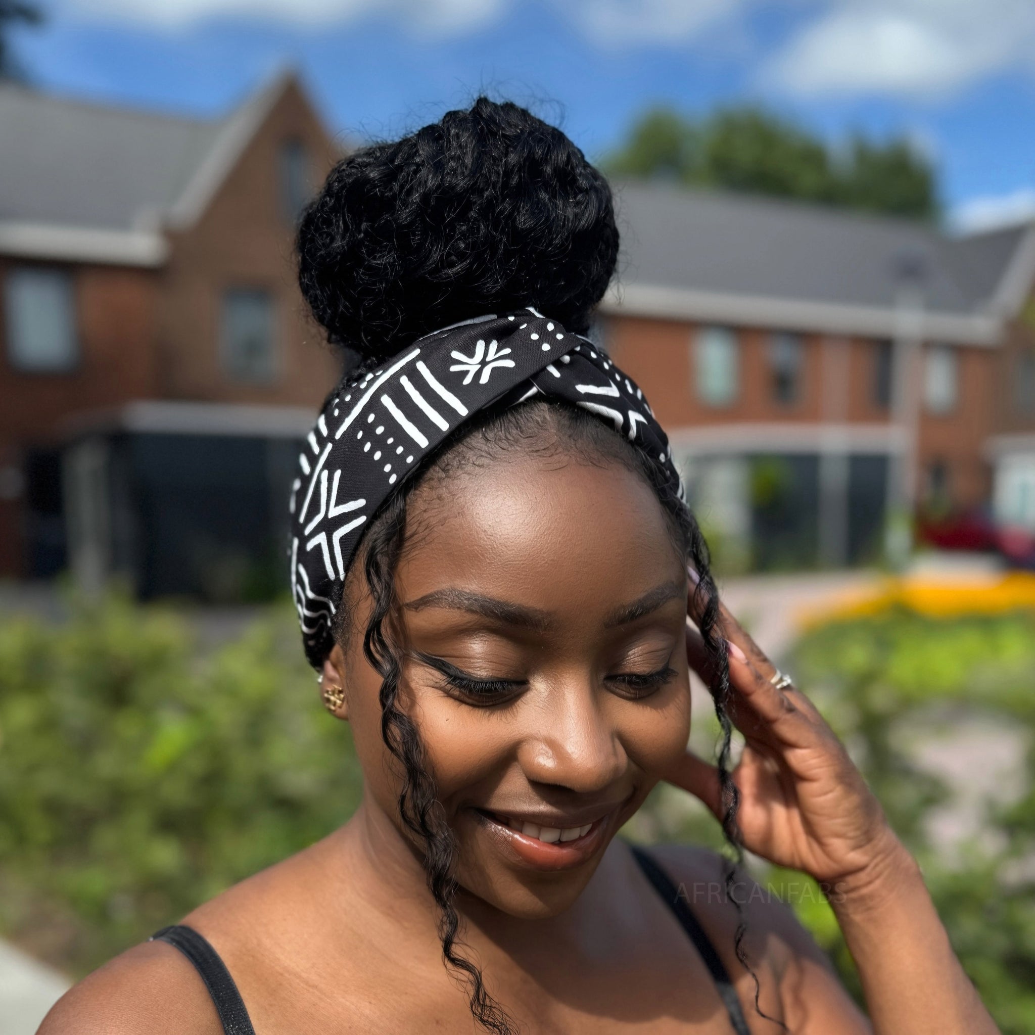 Haarband / Hoofdband in Afrikaanse print - Zwart Wit X Bogolan
