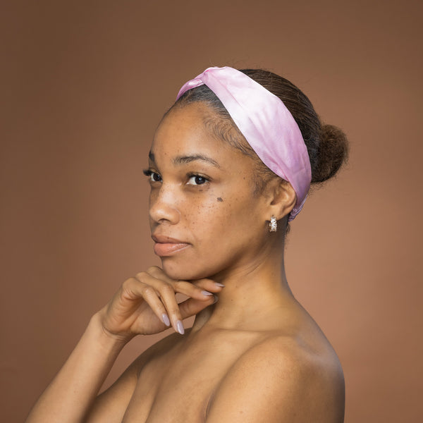 Pink Satin Headband with Twist - Adult Hair Accessory