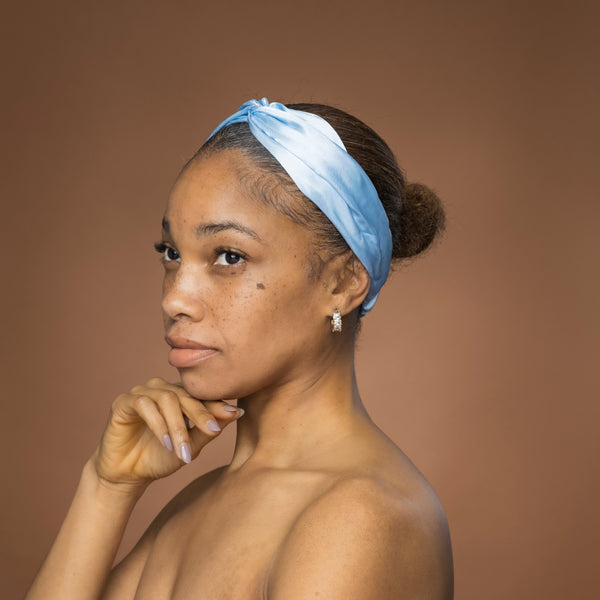 Light blue Satin Headband with Twist - Adult Hair Accessory