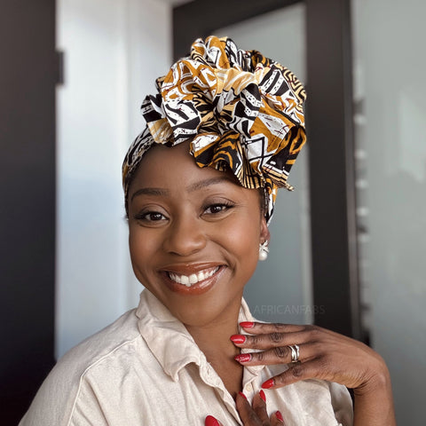 Afrikaanse Zand Bogolan Mozaïek hoofddoek - headwrap