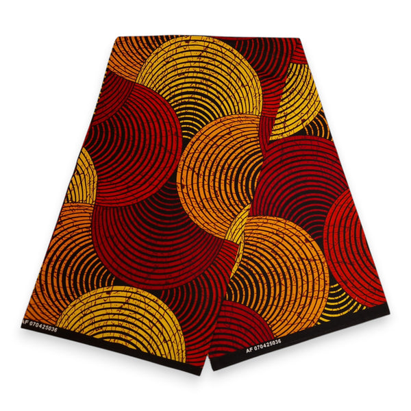 Afrikaanse hoofddoek Rood Geel Concentric Circle Design - headwrap