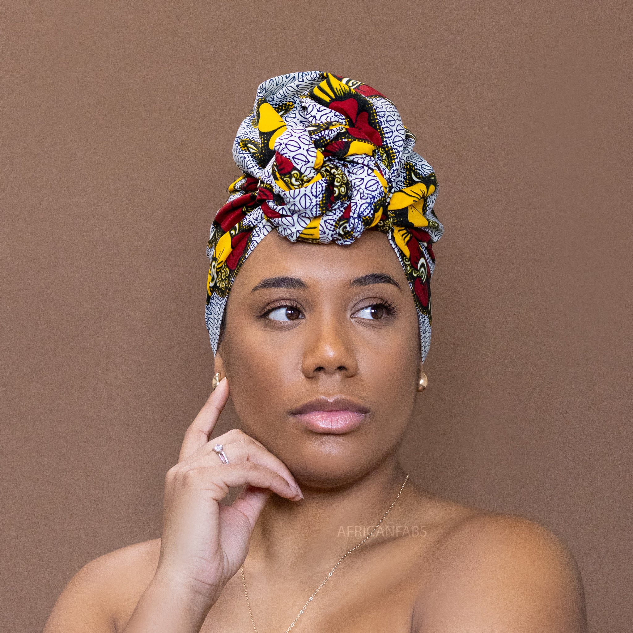 Afrikaanse Rood / gele bloemen hoofddoek - headwrap