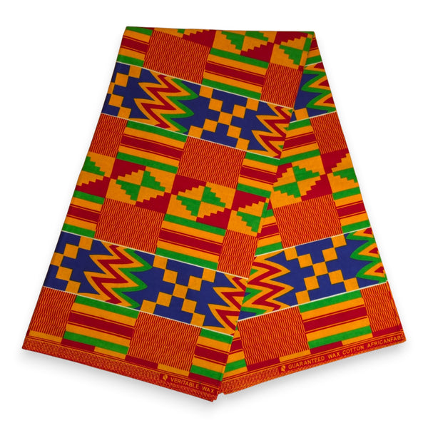 Afrikaanse hoofddoek Geel Blauw Kente Print Ghana - headwrap