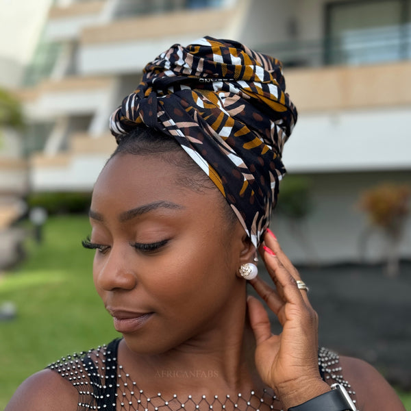 African Brown Feathers headwrap