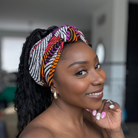 Afrikaanse Oranje & Paars Concentric Circle hoofddoek - headwrap