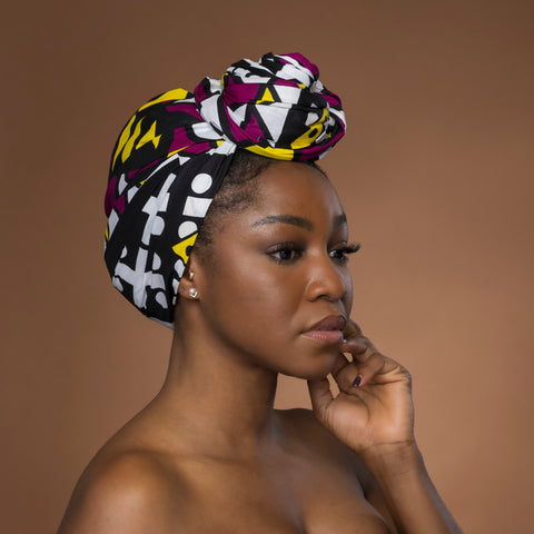 African headwrap - Purple Yellow Samakaka