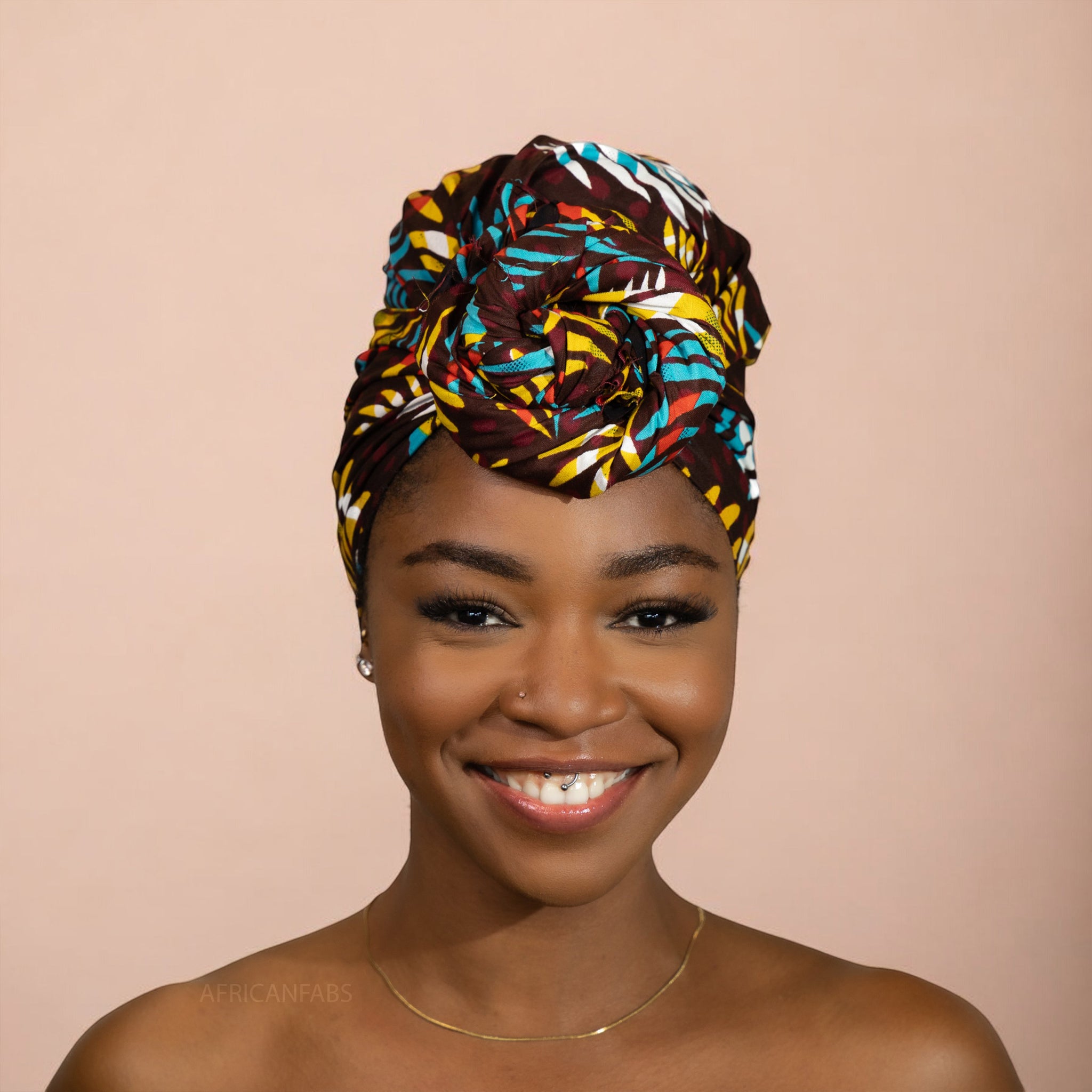 Foulard africain / Turban wax - Multicolore Feathers