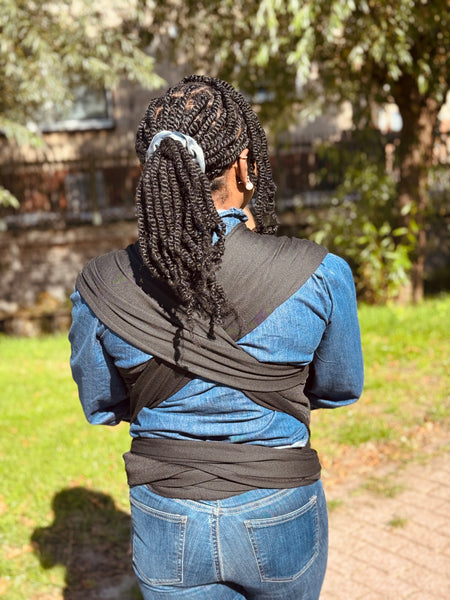 African Print Baby Carrier / Baby sling / baby wrap - Navy blue Yellow Paisley