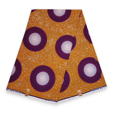 Tissu africain / tissu wax - Orange Violet Circles