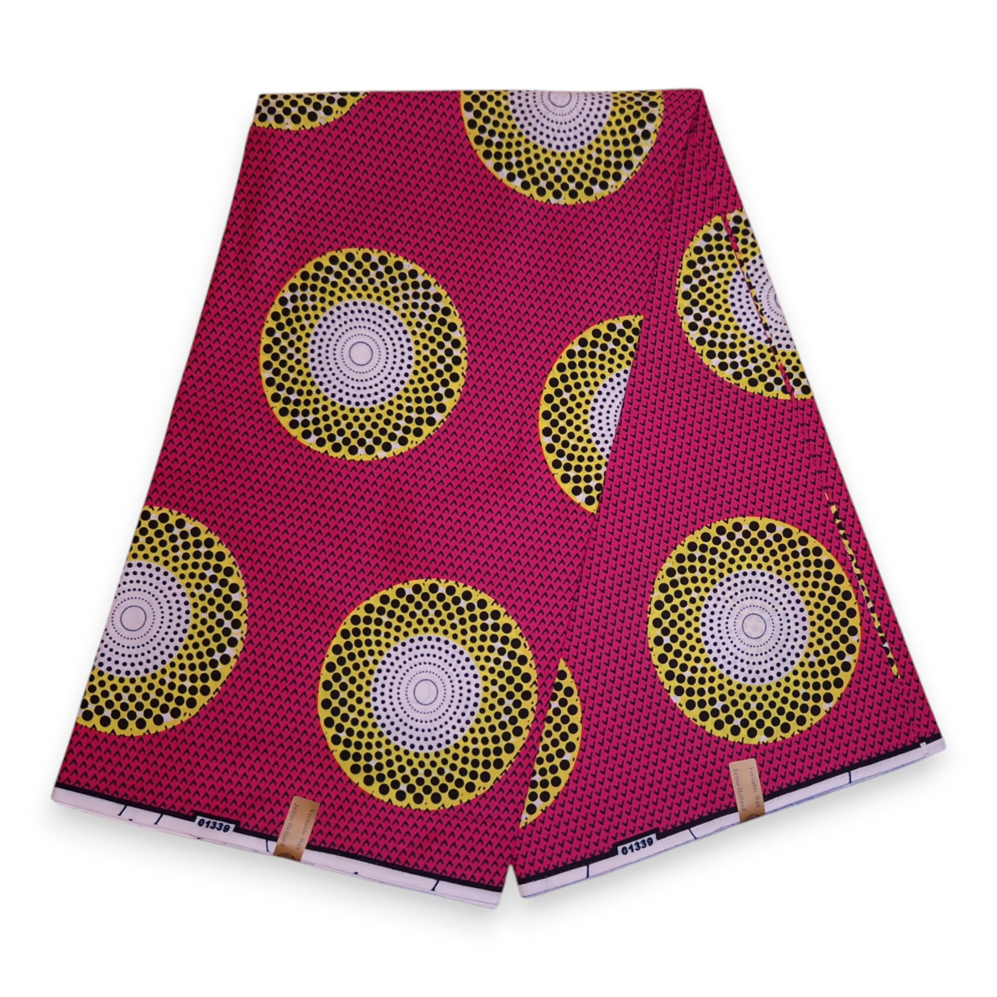 Tissu africain / tissu wax - Rose / Jaune Circles