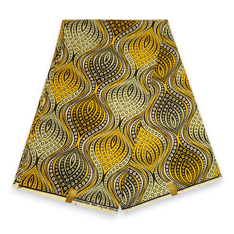 Tissu africain / tissu wax - Jaune Teardrop Waves