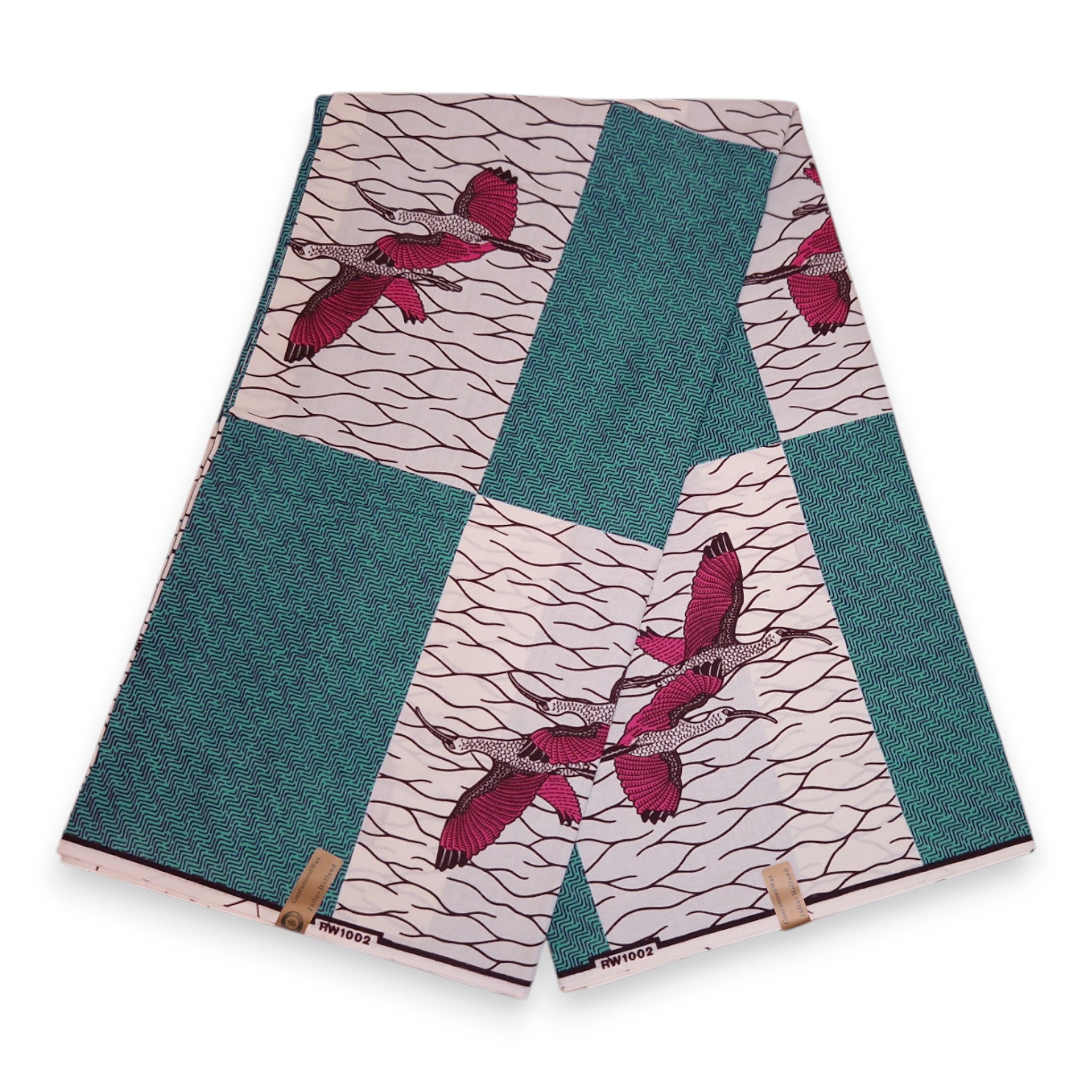 African Wax print fabric - Turquoise Birds