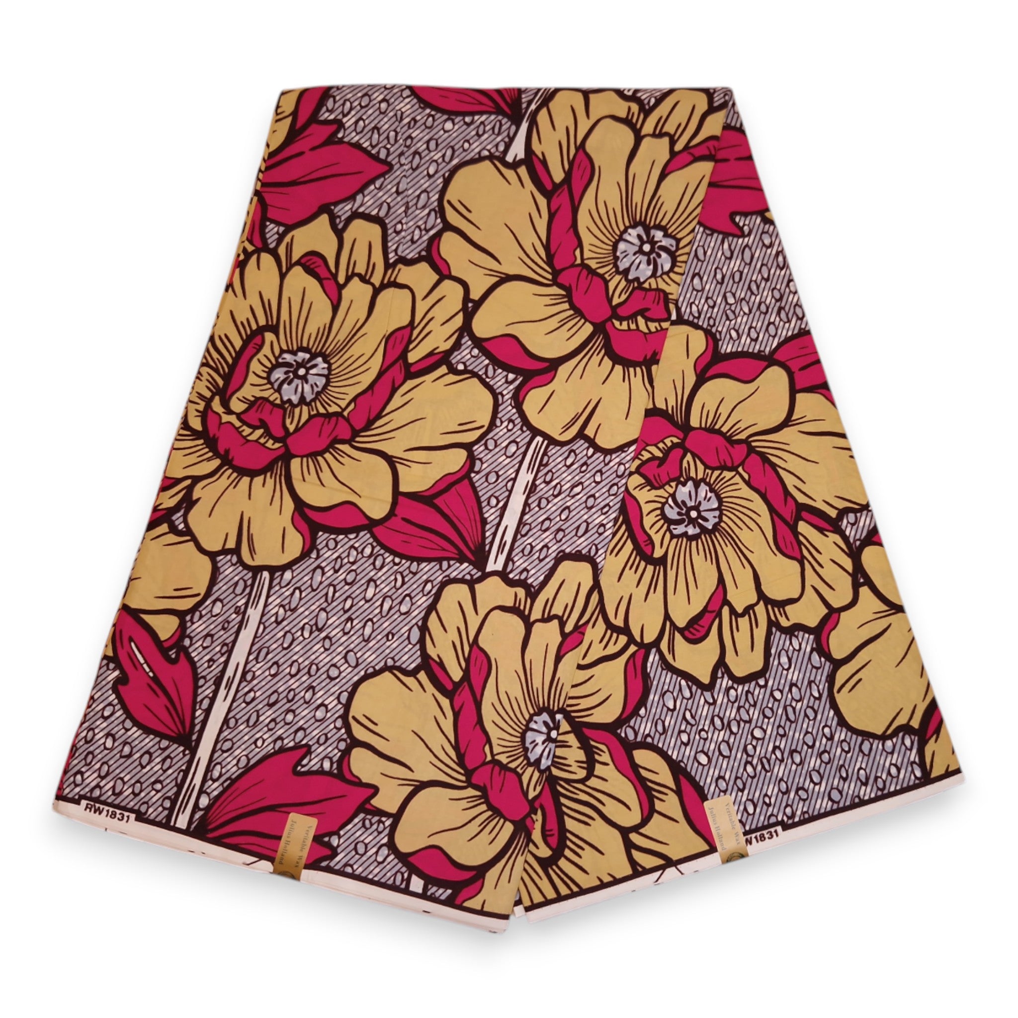 Tissu africain / tissu wax - Jaune & Rose Bold Flowers