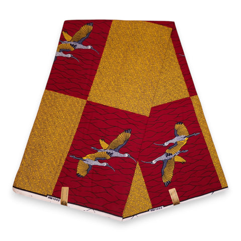 Tissu africain / tissu wax - Rouge Birds