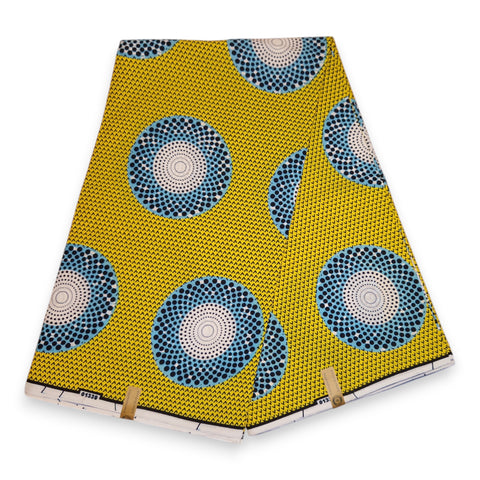 Tissu africain / tissu wax - Jaune Circles