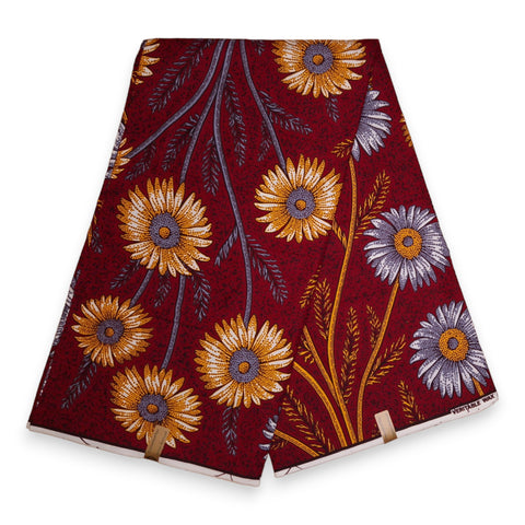 Tissu africain / tissu wax - Rouge Flowers