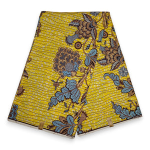 African Wax print fabric - Yellow garden