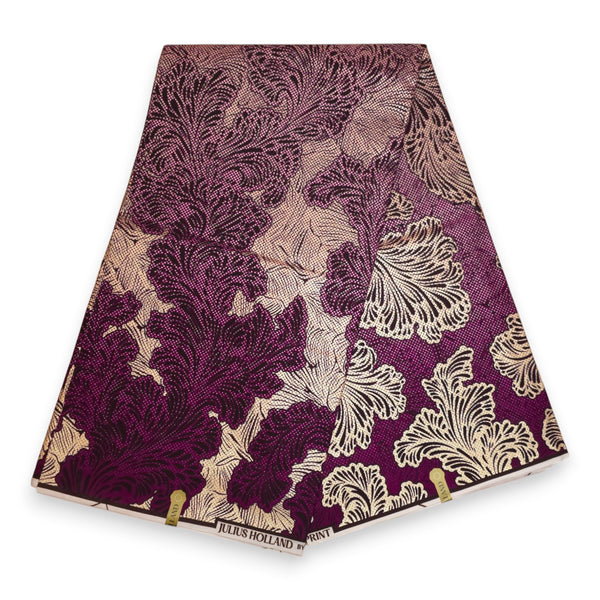 African Wax print fabric - Purple Gold Floral Whisper - Special effect Brillant Platinum Edition