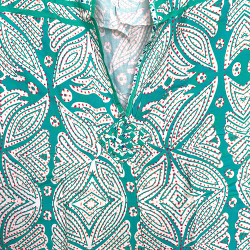 Boho rayon kaftan jurk - Turkoois Sea Fern