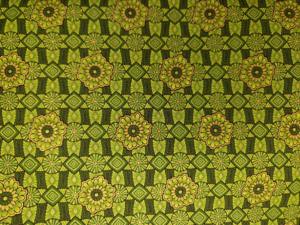 African print fabric - Exclusive Embellished Glitter effects 100% cotton - KT-3072 Gold Green