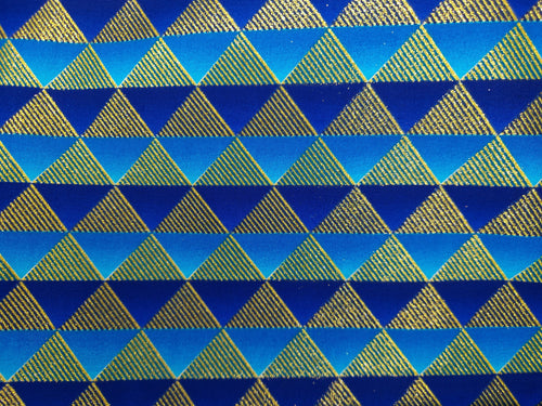 Afrikaanse stof - Exclusief versierd met glittereffecten 100% katoen - KT-3077 Goud Blauw