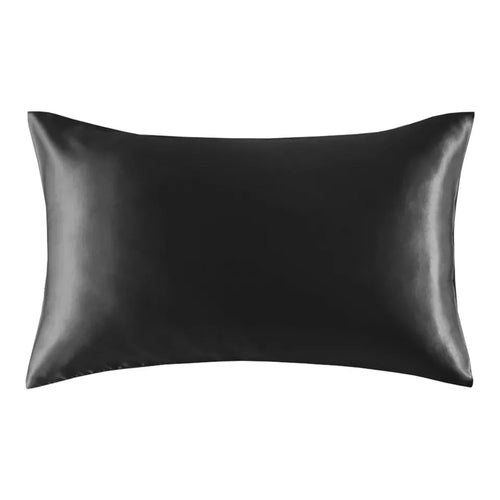 2 STUKS - Satijnen kussensloop zwart 60 x 70 cm hoofdkussen formaat - Satin pillow case black / Zijdezachte kussensloop van satijn