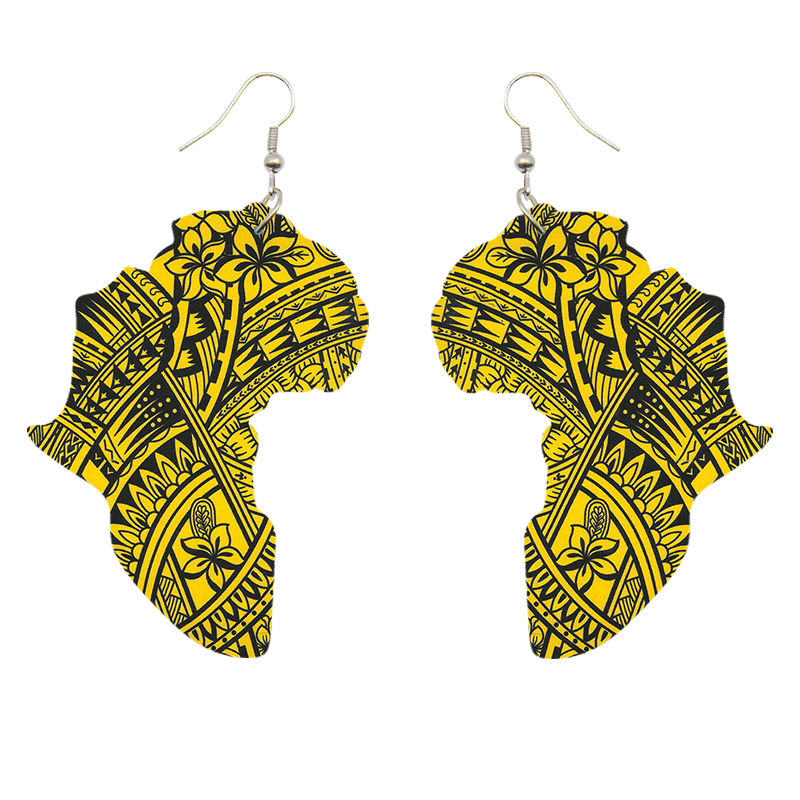 Boucles d'oreilles continent africain Jaune