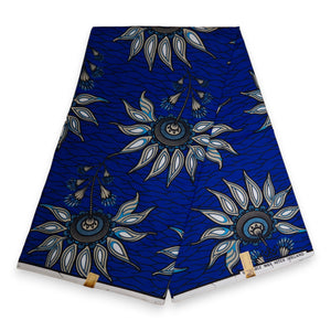 African Wax print fabric - Blue Flowers