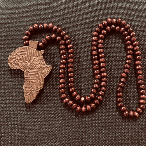 Collier de perles en bois / collier / pendentif - continent africain - Marron