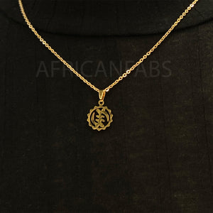 Necklace / pendant - GYE NYAME - ADINKA SYMBOL ROUND - Gold