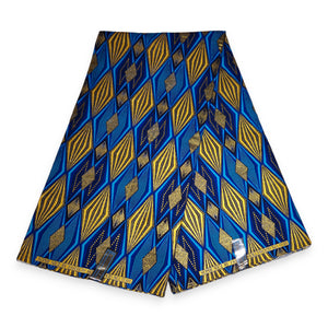 Afrikaanse stof - Exclusief versierd met glittereffecten 100% katoen - OT-3006 Goud Blauw
