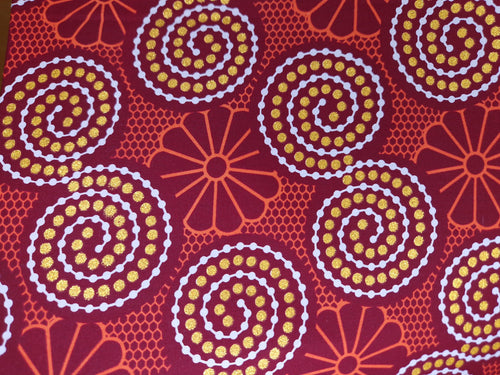 African print fabric - Exclusive Embellished Glitter effects 100% cotton - OT-3009 Gold Reddish