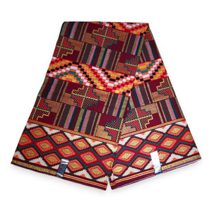 Tissu africain / tissu wax Bogolan / Mud cloth - Beige / OrangeMarron OT-3010 (Mali traditionnelle)