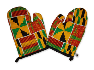 African Print Oven Mitts - Kente print