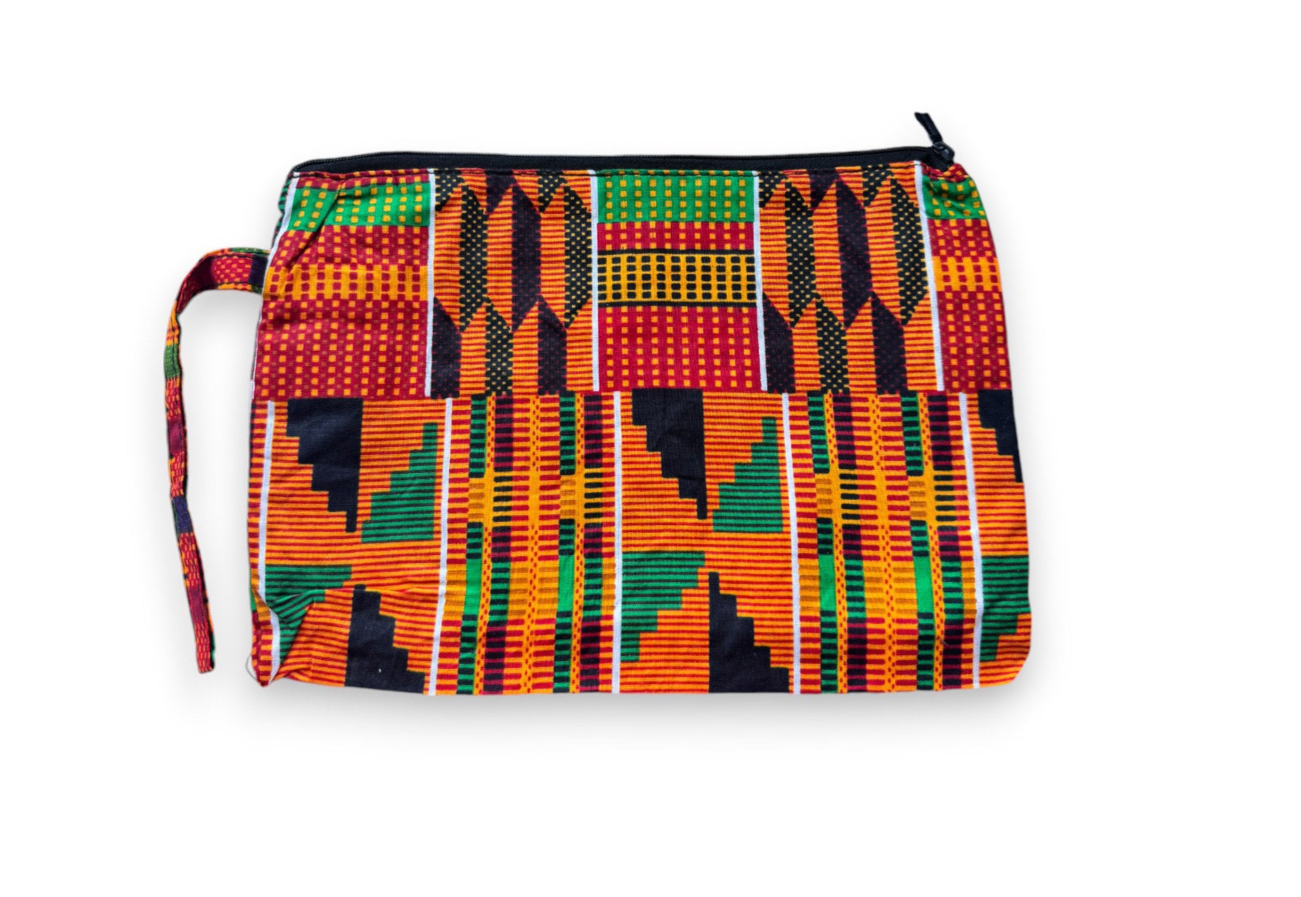 African print Makeup pouch / Pencil case / Cosmetic Bag / Coin Purse - Orange Kente