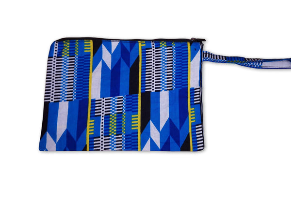 Pochettes / étuis à maquillage en imprimé africain / Trousse à crayons - Kente bleu