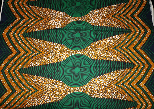 African print fabric - Green Branch - Polycotton