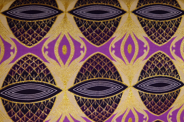 African print fabric - Exclusive Embellished Glitter effects 100% cotton - PO-5016 Gold Purple