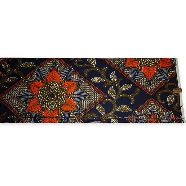 Afrikaanse stof - Orange Flower - Polycotton