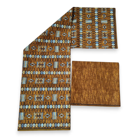 Afrikaanse stof - Two-Tone print Polycotton - 6 yard Combinatie (4+2 yard) PO-5026