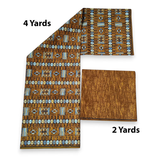 Afrikaanse stof - Two-Tone print Polycotton - 6 yard Combinatie (4+2 yard) PO-5026