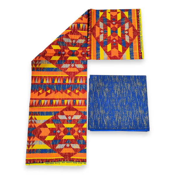African print fabric - Two-Tone print Polycotton - 6 Yards Combination (4+2 Yards) PO-5028