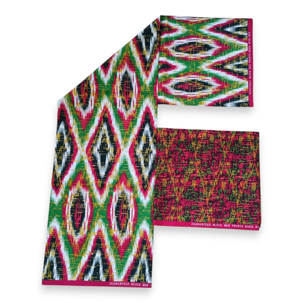 African print fabric - Two-Tone print Polycotton - 6 Yards Combination (4+2 Yards) PO-5029