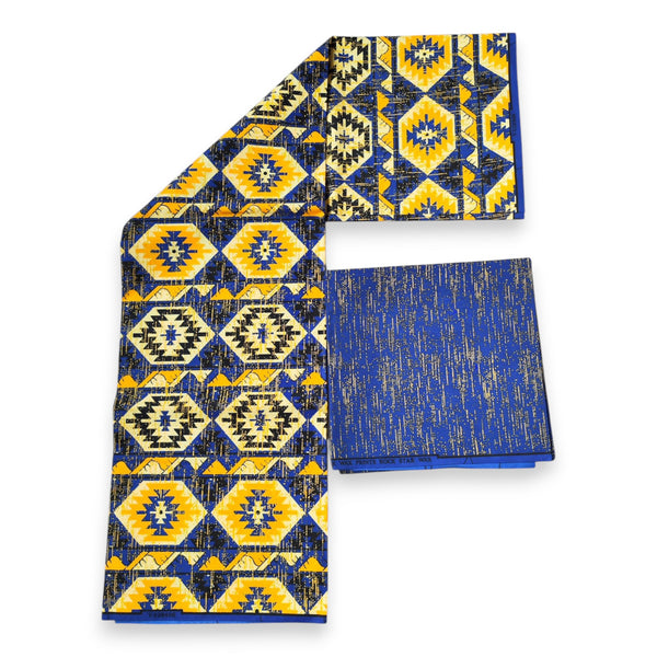 African print fabric - Two-Tone print Polycotton - 6 Yards Combination (4+2 Yards) PO-5032