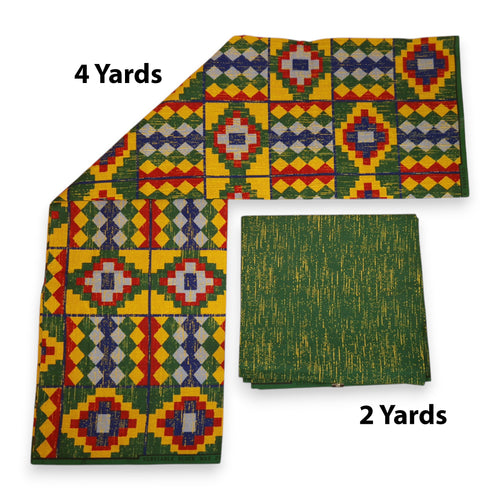 Afrikaanse stof - Two-Tone print Polycotton - 6 yard Combinatie (4+2 yard) PO-5038