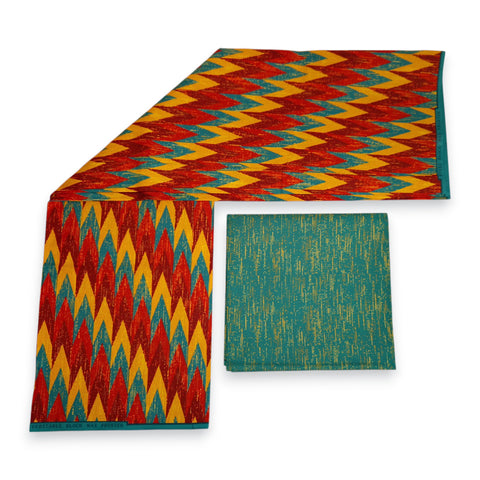 Afrikaanse stof - Two-Tone print Polycotton - 6 yard Combinatie (4+2 yard) PO-5041