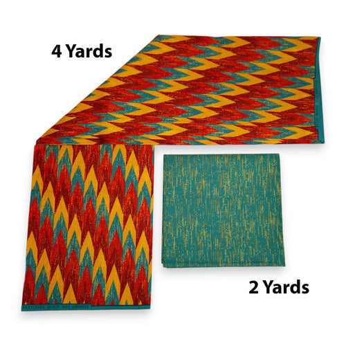 Afrikaanse stof - Two-Tone print Polycotton - 6 yard Combinatie (4+2 yard) PO-5041