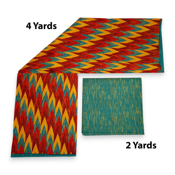 Afrikaanse stof - Two-Tone print Polycotton - 6 yard Combinatie (4+2 yard) PO-5041