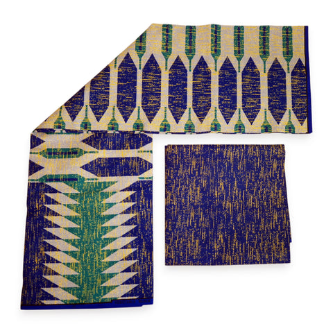 Afrikaanse stof - Two-Tone print Polycotton - 6 yard Combinatie (4+2 yard) PO-5043